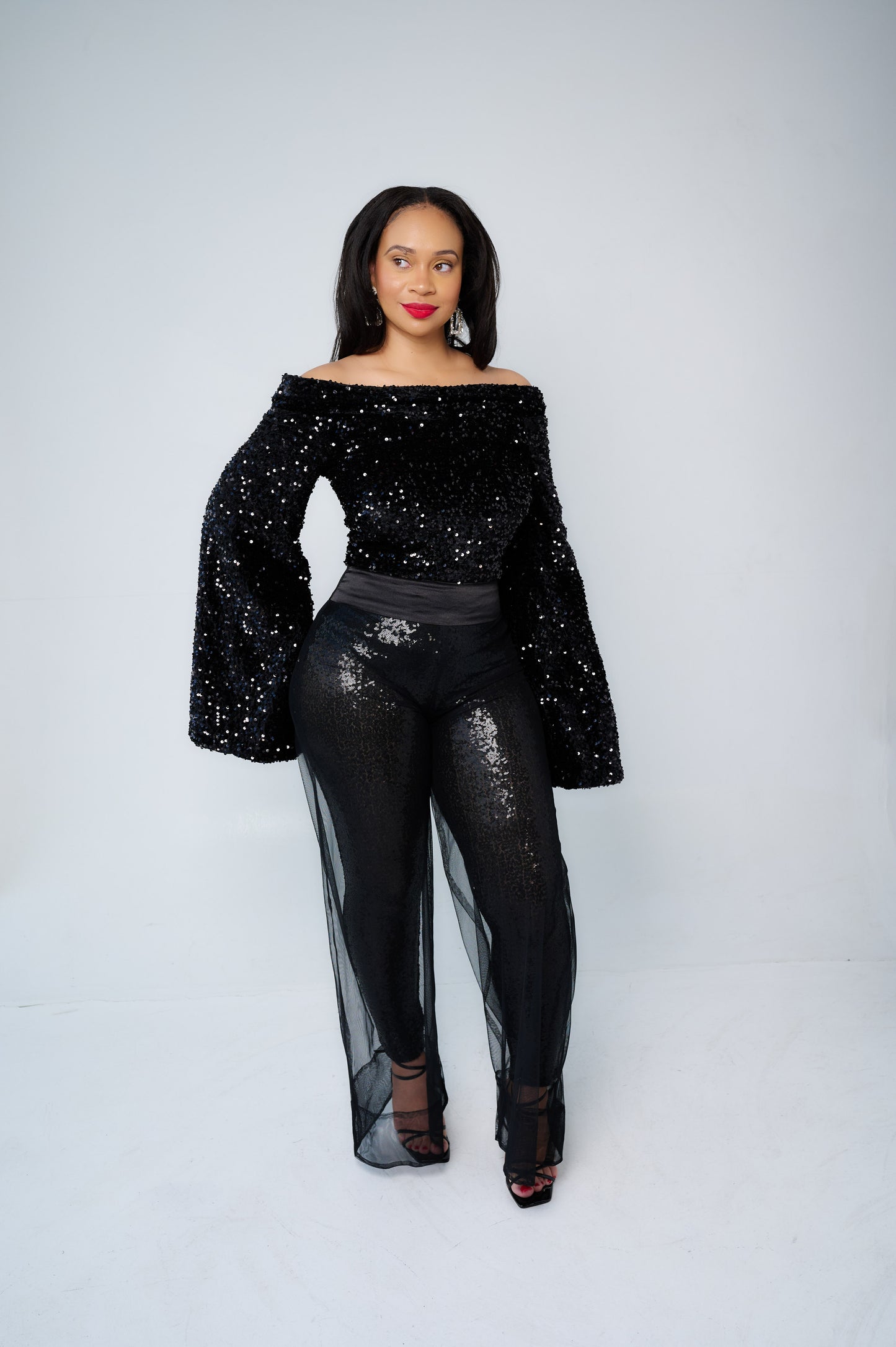 Steller Sparkle Sequin-Sheer Pants